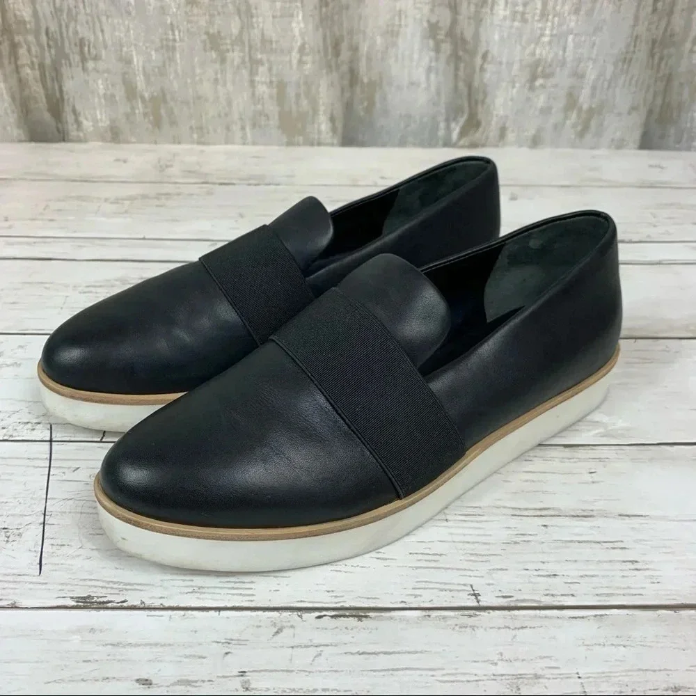 Via Spiga Tyson  Black Leather Slip-On Sneaker